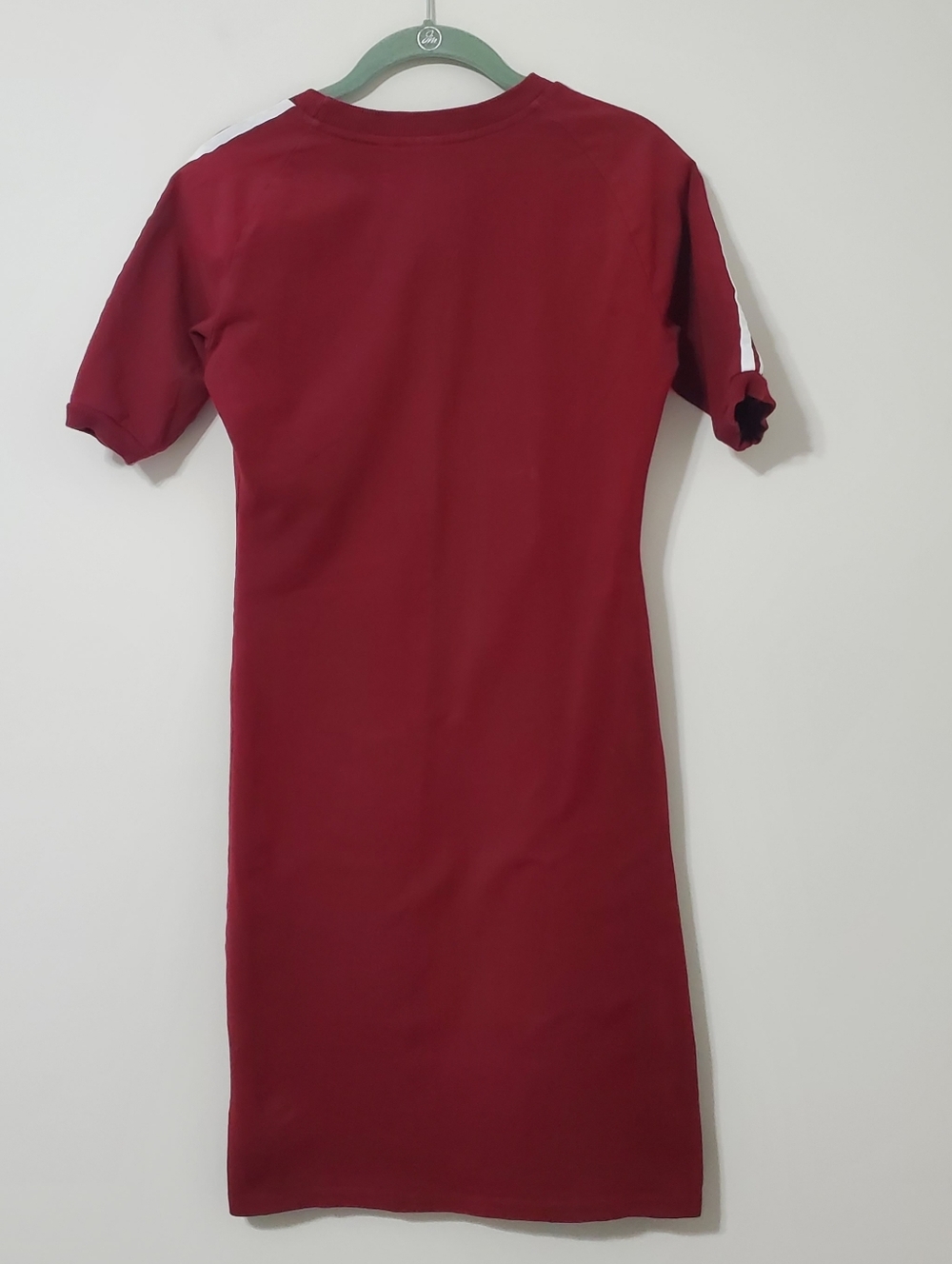 Adidas 3 Stripes Burgundy Collegiate Cotton Jersey Dress Womens Medium - Picture 5 of 10
